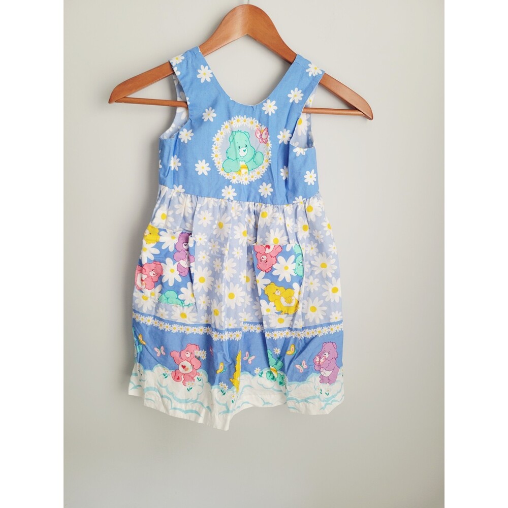 Vintage Handmade Care Bears Dress Girls Size 2T-3T 90s Colorful